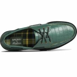 Sperry Top-Sider Men's Sperry X Malbon Authentic Original™ 3-Eye Croc Boat Shoe Green -Sperry Top-Sider STS25221 TOP