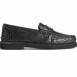 Sperry Top-Sider Men's Authentic Original™ Penny Double Sole Croc Embossed Loafer Black