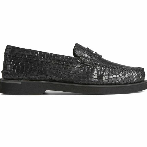 Sperry Top-Sider Men's Authentic Original™ Penny Double Sole Croc Embossed Loafer Black -Sperry Top-Sider STS25453 000