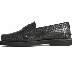 Sperry Top-Sider Men's Authentic Original™ Penny Double Sole Croc Embossed Loafer Black -Sperry Top-Sider STS25453 180