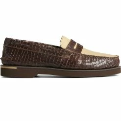 Sperry Top-Sider Men's Authentic Original™ Penny Double Sole Croc Embossed Loafer Brown