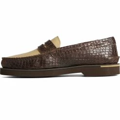 Sperry Top-Sider Men's Authentic Original™ Penny Double Sole Croc Embossed Loafer Brown -Sperry Top-Sider STS25454 180