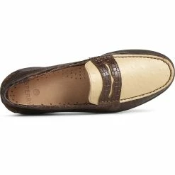 Sperry Top-Sider Men's Authentic Original™ Penny Double Sole Croc Embossed Loafer Brown -Sperry Top-Sider STS25454 TOP